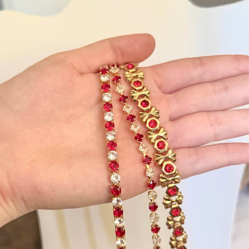 New Ruby Red & Clear Tennis Bracelets Set – Tarnish-Free